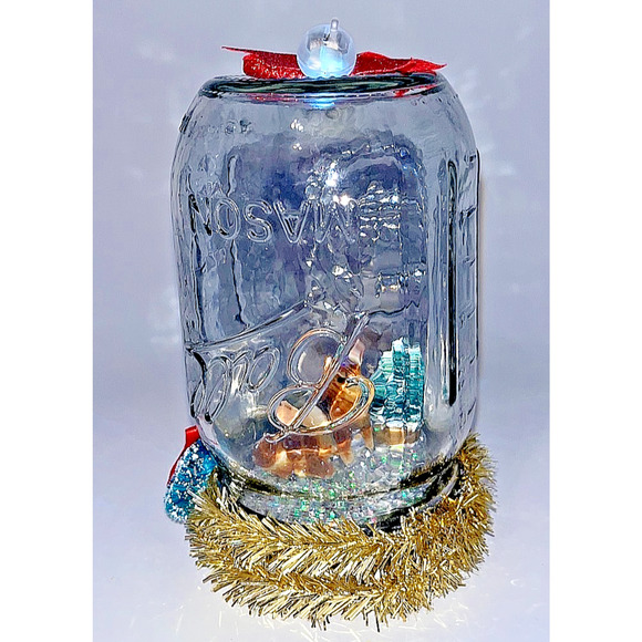 Vtg Ceramic Deer Bell Jar Diorama Decor It's like Christmas magic in here! OOAK - Picture 2 of 16
